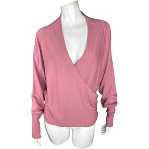 Encore by Idina Menzel XS Surplice Sweater Mauve Cotton Blend Pullover NWT